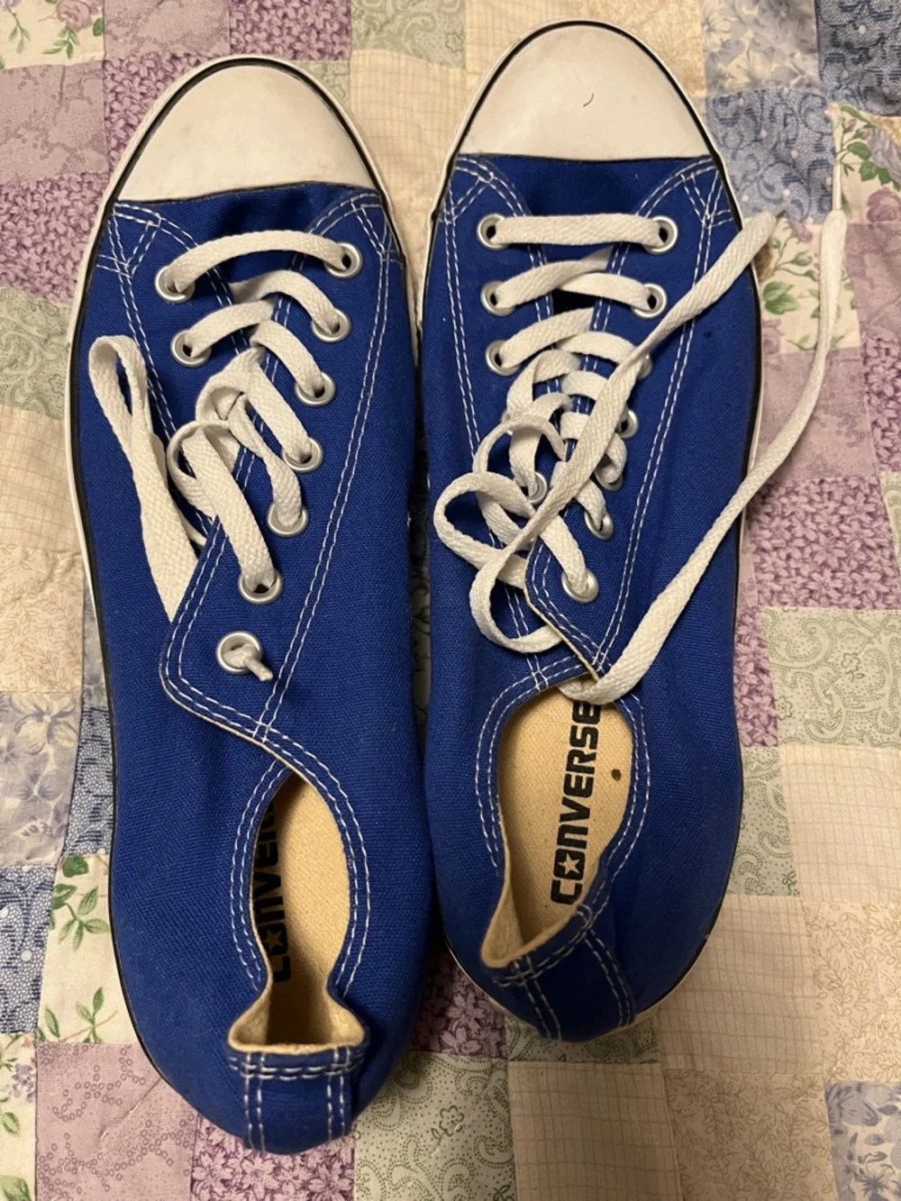 Converse Low Top Sneakers in Blue and White - Picture 1 of 4